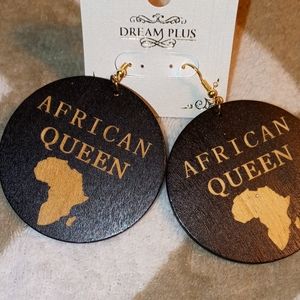 Dream Plus Black African Queen Round Earrings